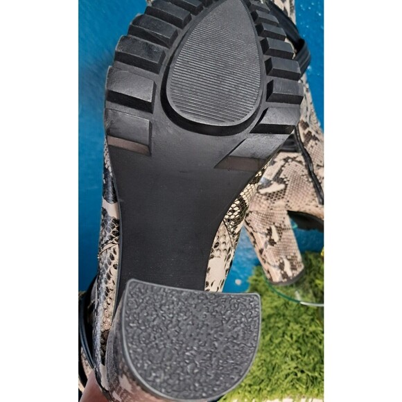 Claudeta Snakeskin Boots Faux Leather Size 10M  Zip Up Chunk Heel Womens - Picture 12 of 13